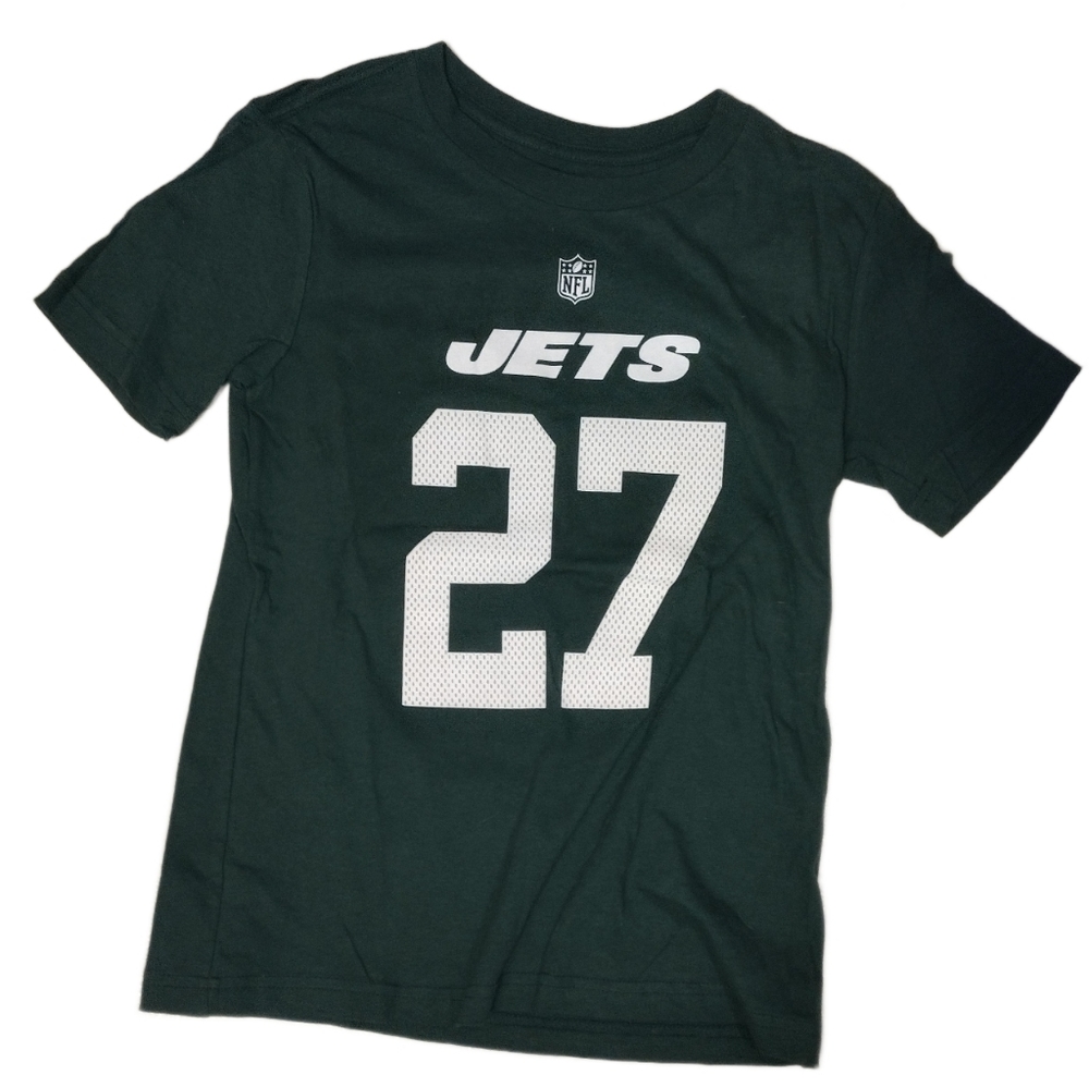 5/$20 YOUTH DEE MILLINER #27 JETS SHORT SLEEVE TEE SHIRT SIZE M 10/12